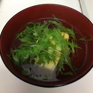 卵豆腐と水菜のお吸い物